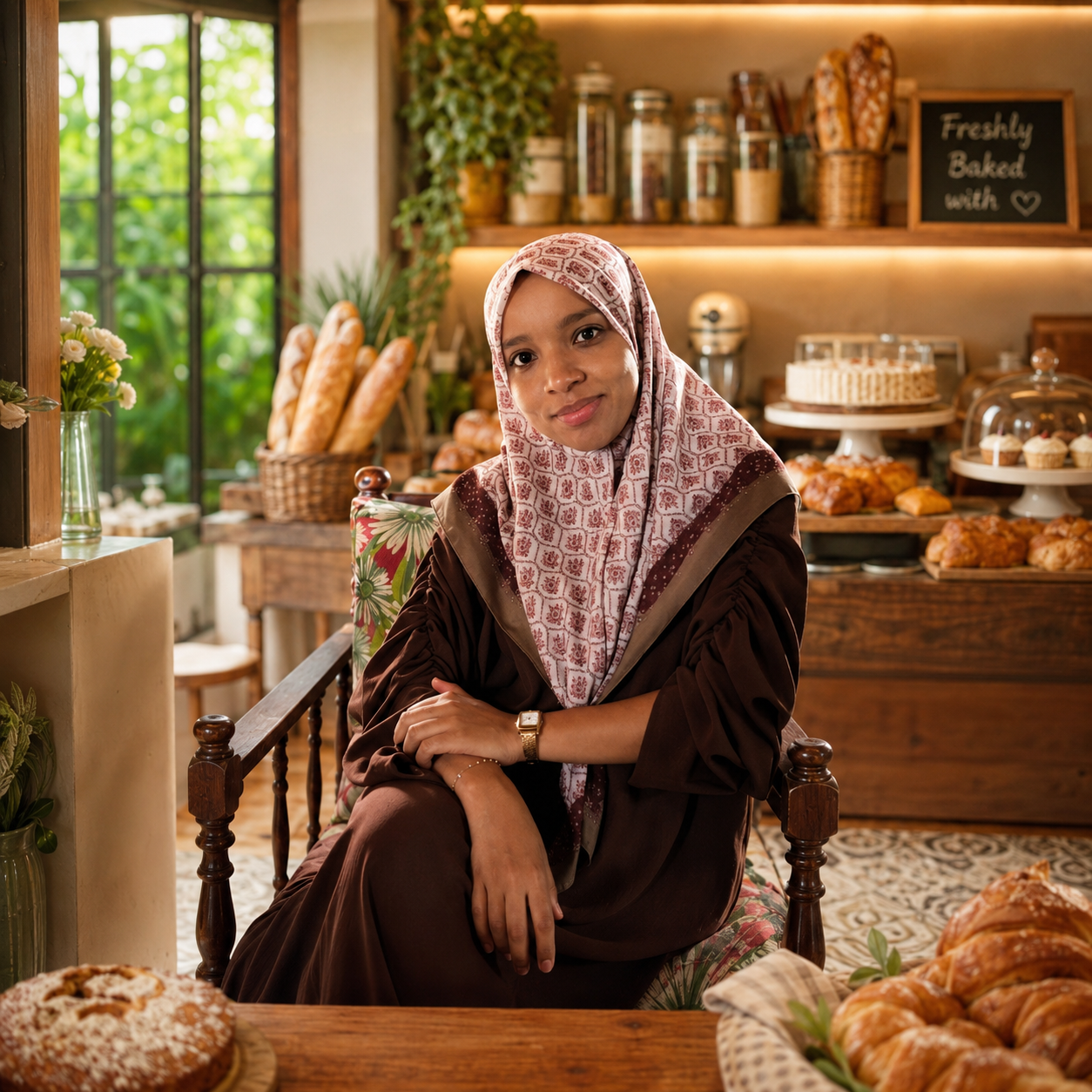 Baker sedang menyediakan kek homemade